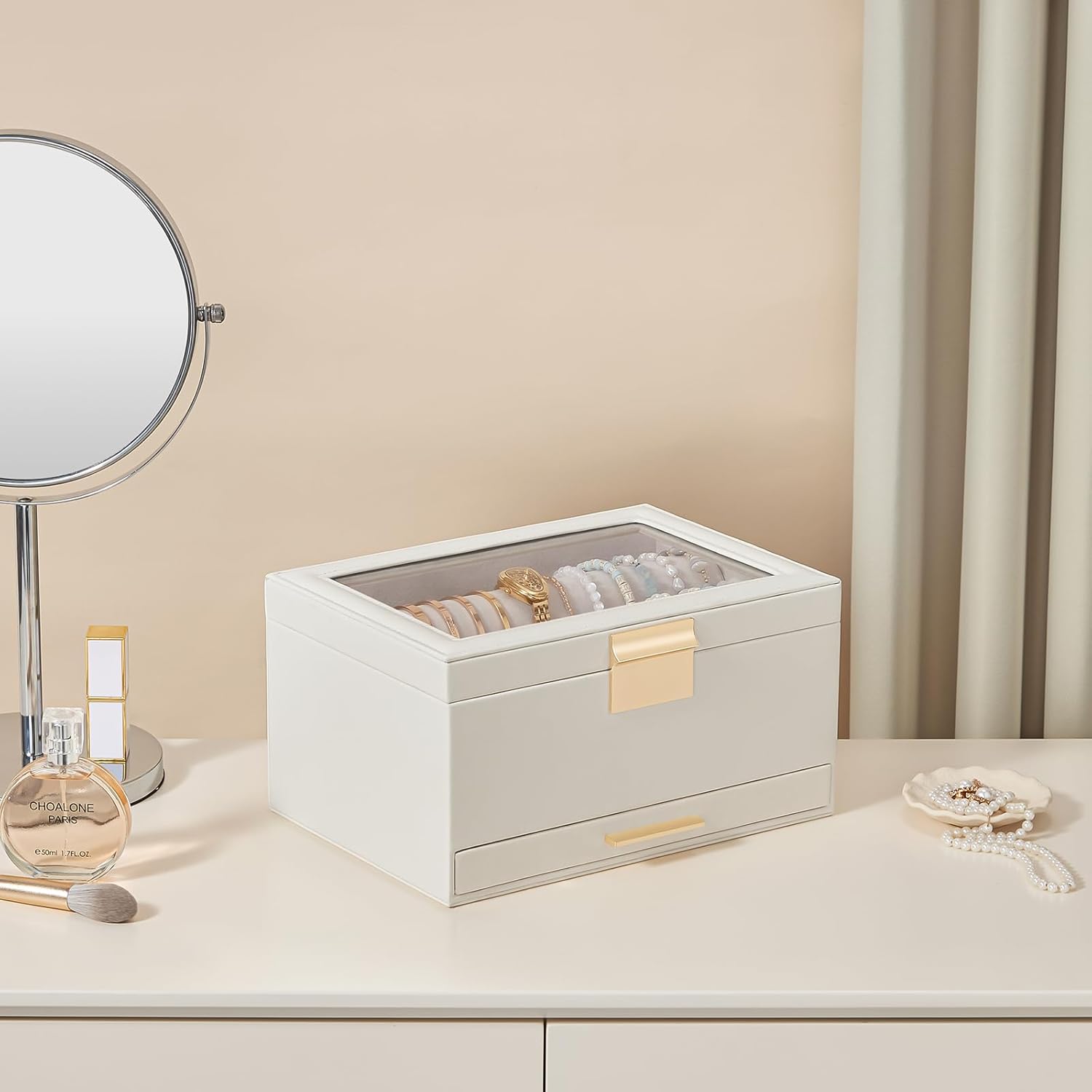 Bracelet Holder Organizer with Clear Lid and Drawer