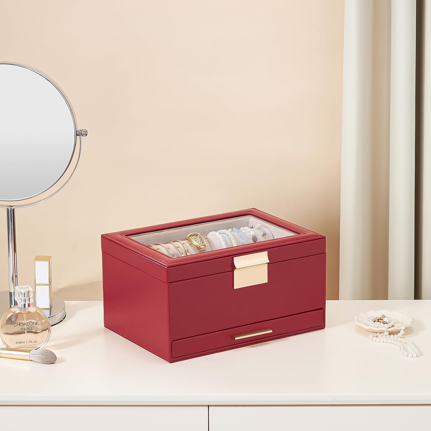 Bracelet Holder Organizer with Clear Lid and Drawer