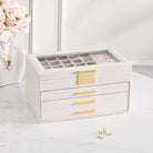 Large Earring Jewelry Box Case with Drawer and Grid