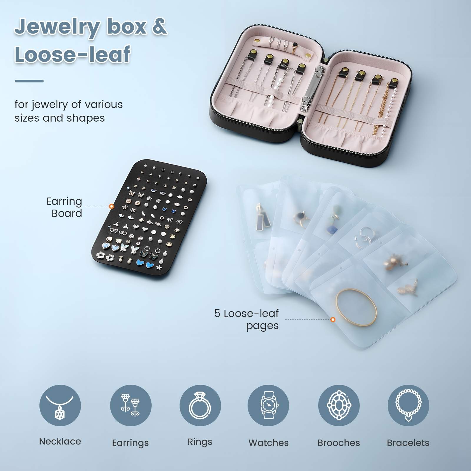 Portable Travel Binder-Style Jewelry Case