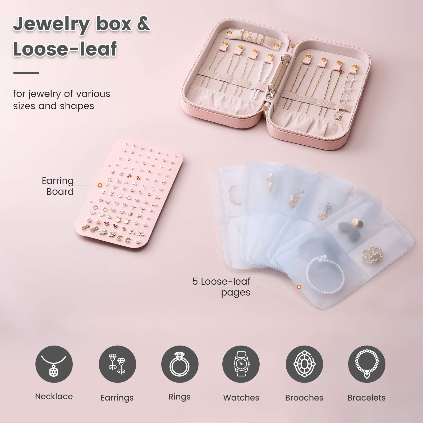 Portable Travel Binder-Style Jewelry Case