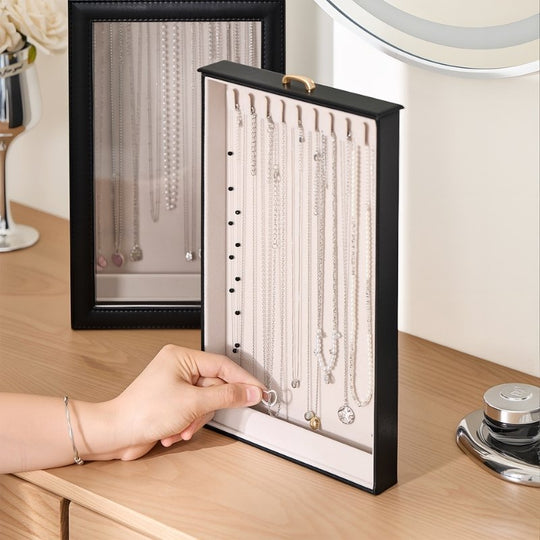 Necklace Organizer Box with Clear Lid