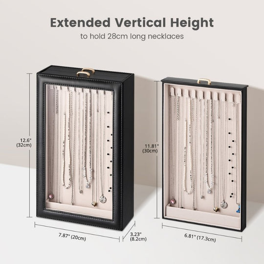 Necklace Organizer Box with Clear Lid