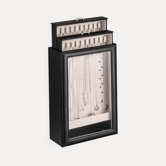 Necklace Organizer Box with Clear Lid