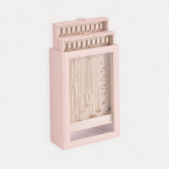 2-Layer Necklace Organizer Box with Clear Lid