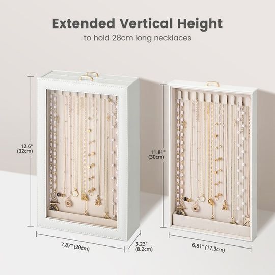 Necklace Organizer Box with Clear Lid