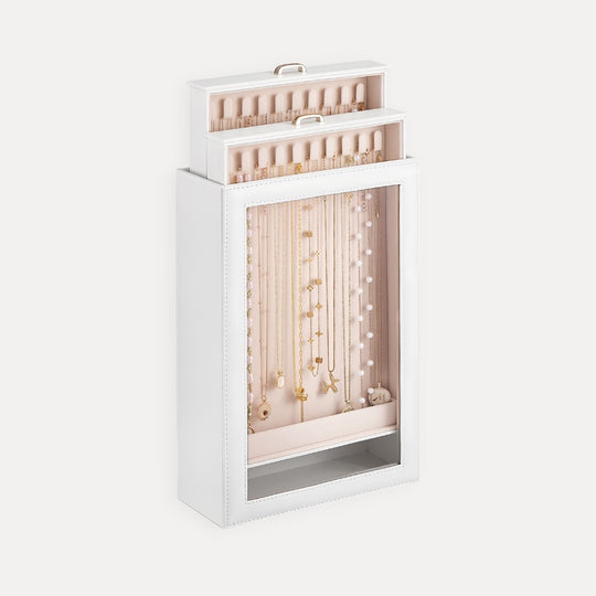 Necklace Organizer Box with Clear Lid