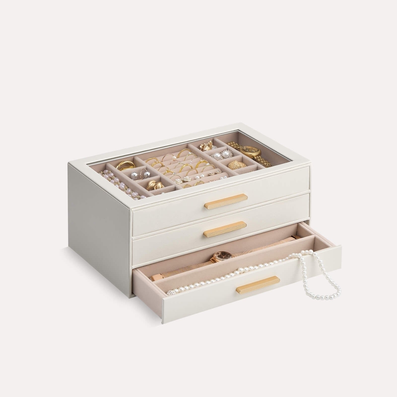 Luxury Leather Multi-Layer Jewelry Organizer