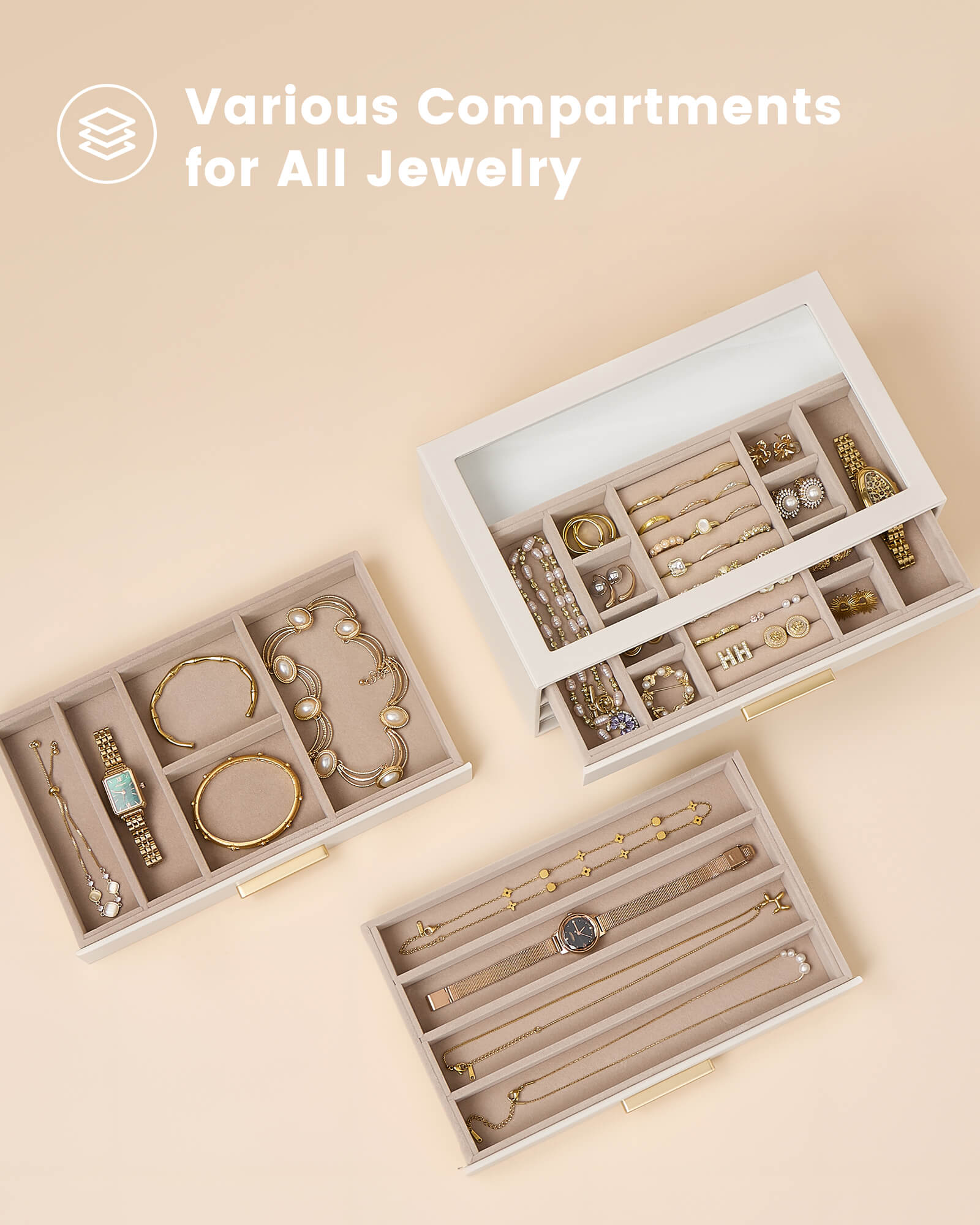Luxury Leather Multi-Layer Jewelry Organizer
