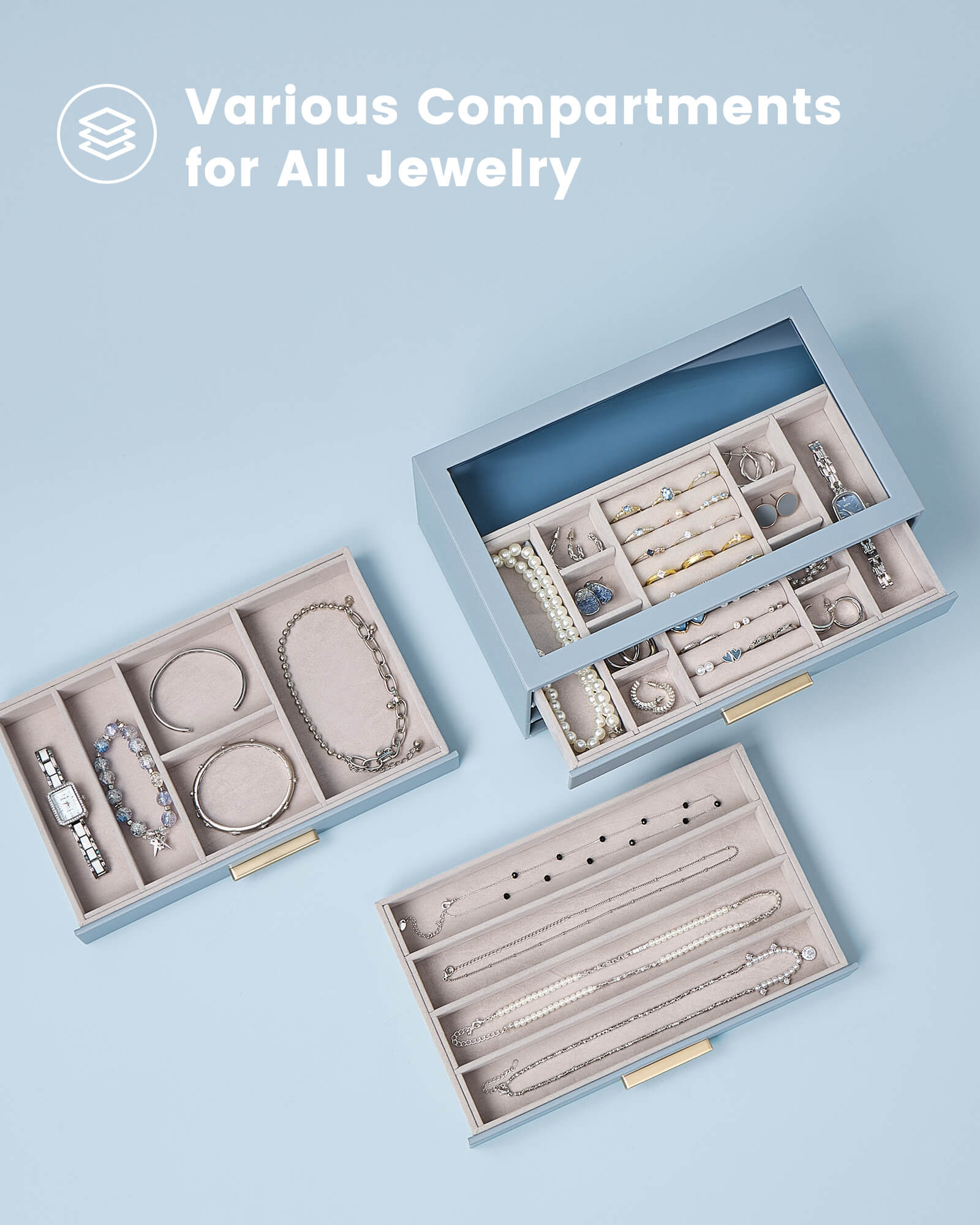 Luxury Leather Multi-Layer Jewelry Organizer