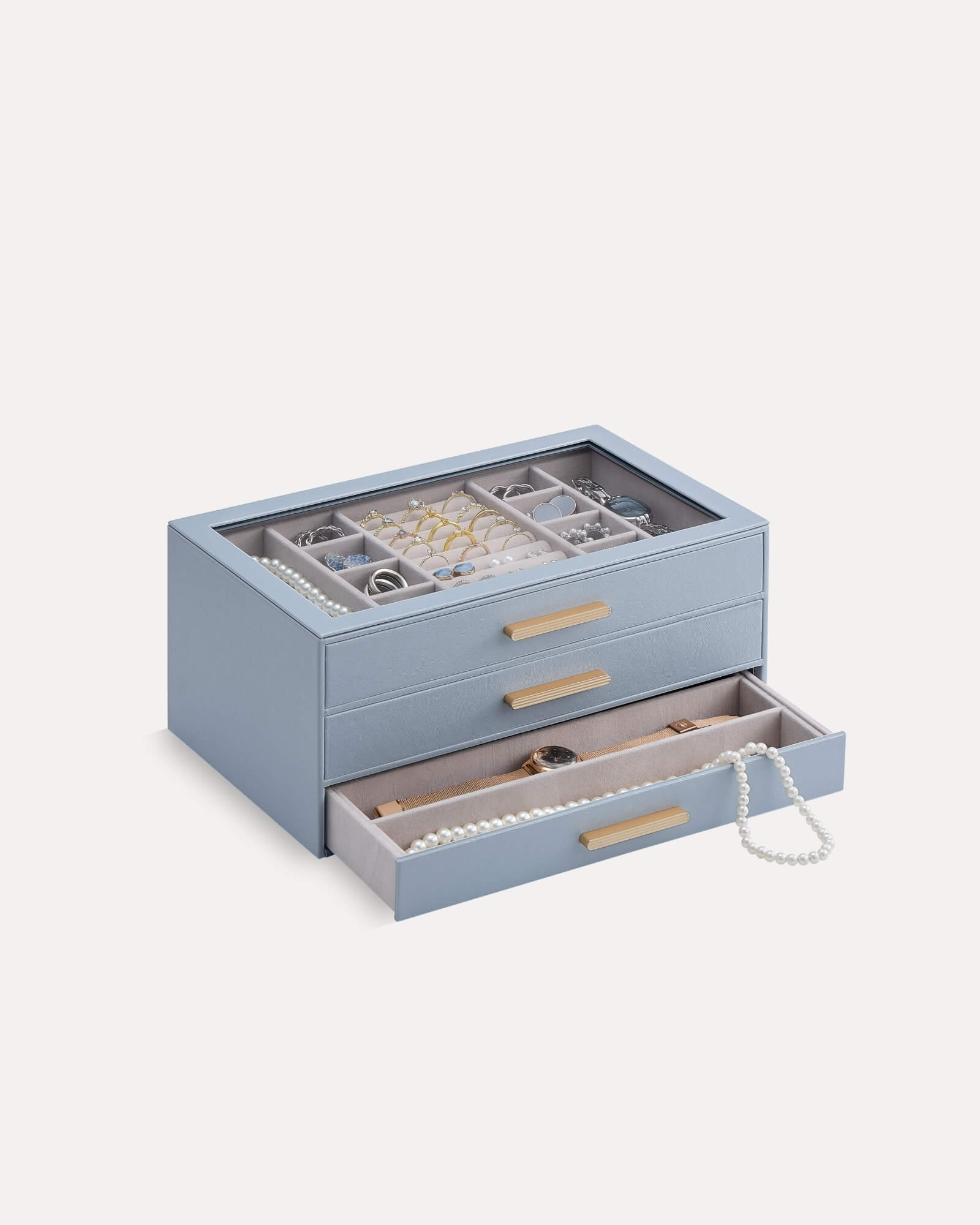 Luxury Leather Multi-Layer Jewelry Organizer