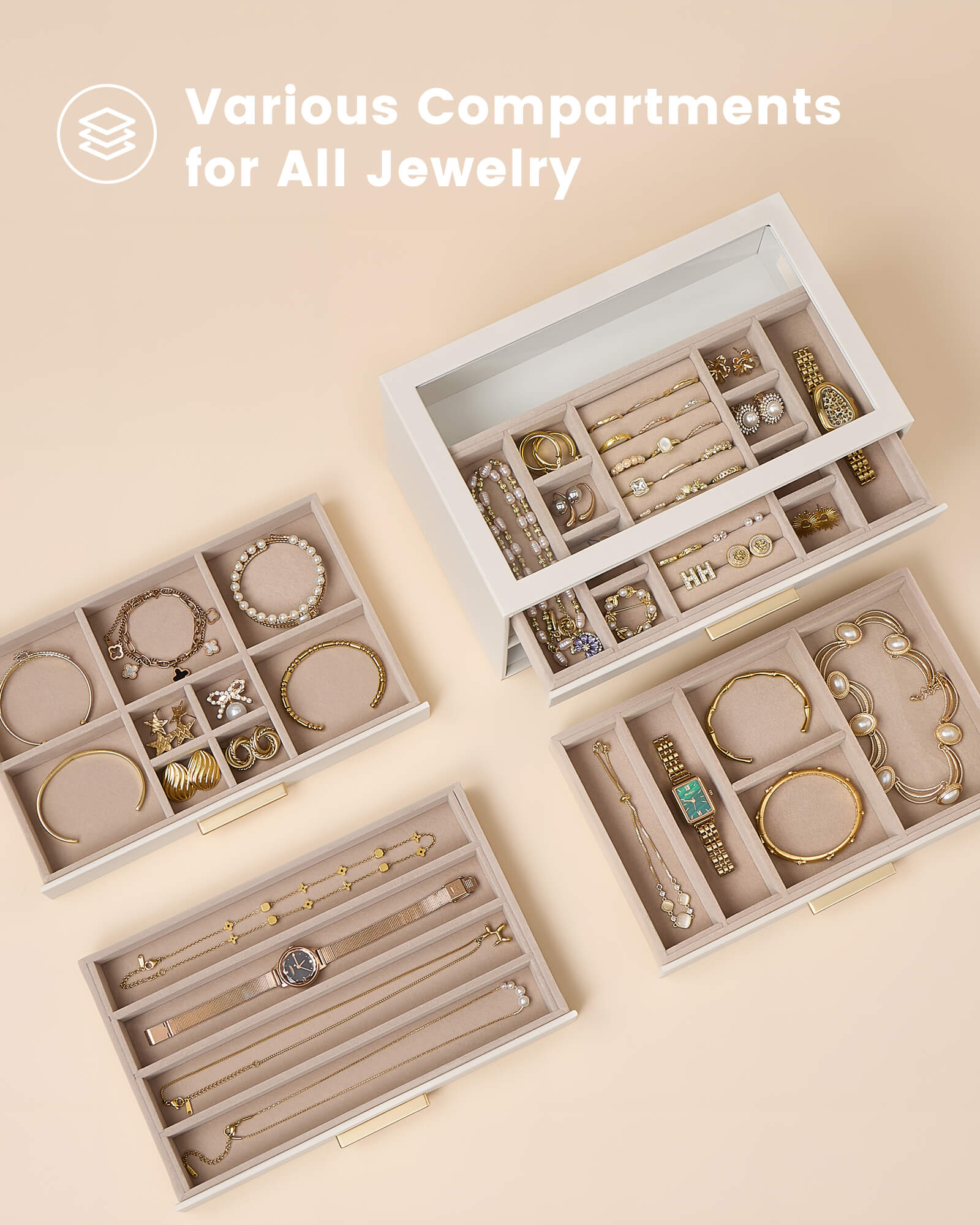 Luxury Leather Multi-Layer Jewelry Organizer