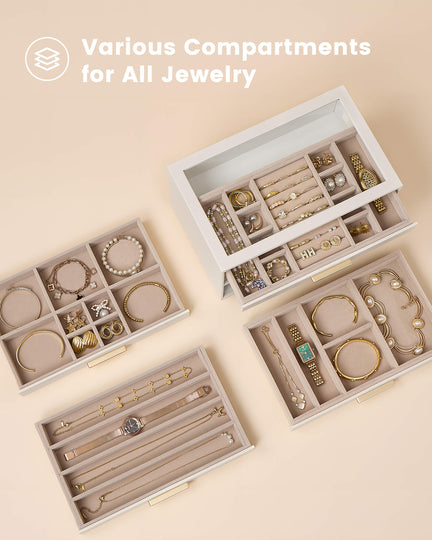 Luxury Leather Multi-Layer Jewelry Organizer