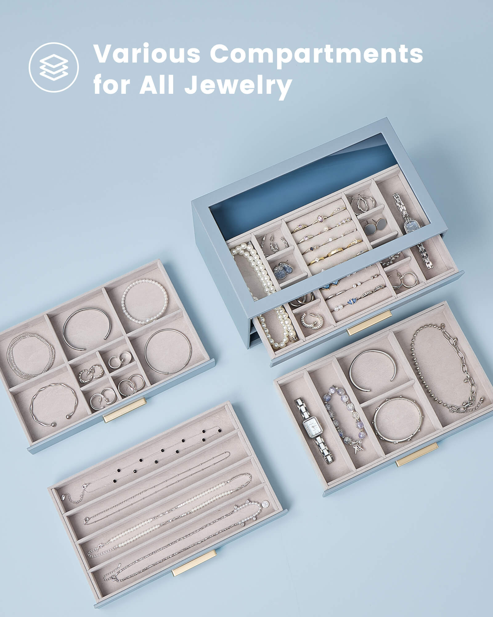 Luxury Leather Multi-Layer Jewelry Organizer