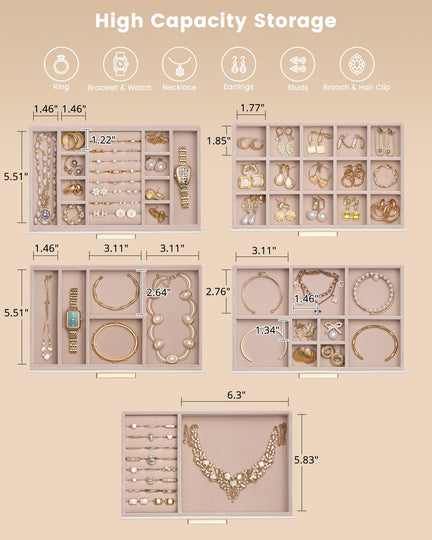 Luxury Leather Jewelry Organizer Box - Multi-Layer Drawers & Glass Lid
