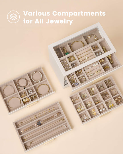 Luxury Leather Multi-Layer Jewelry Organizer