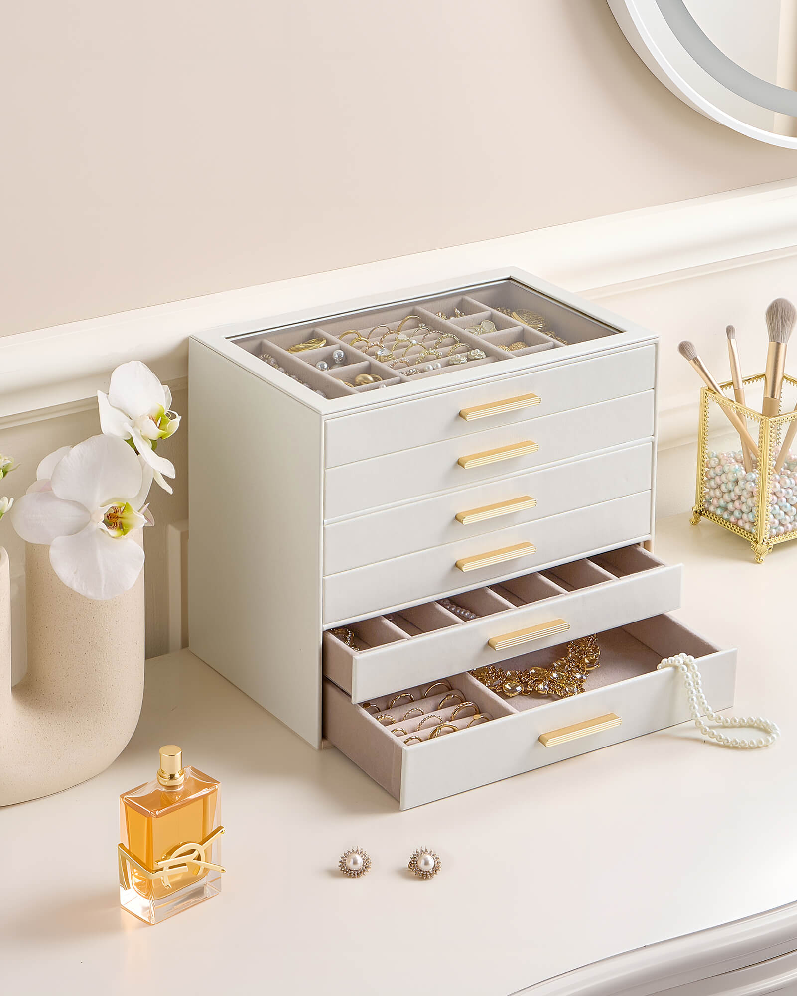 Luxury Leather Multi-Layer Jewelry Organizer