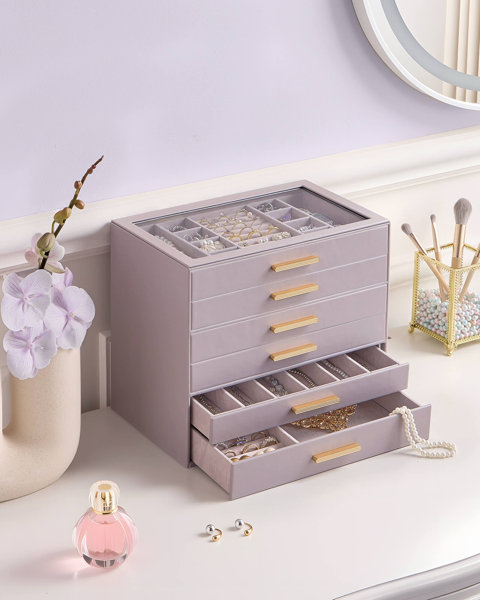 Luxury Leather Multi-Layer Jewelry Organizer