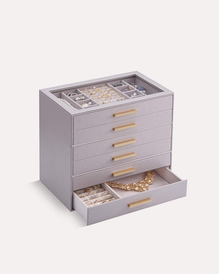 Luxury Leather Multi-Layer Jewelry Organizer