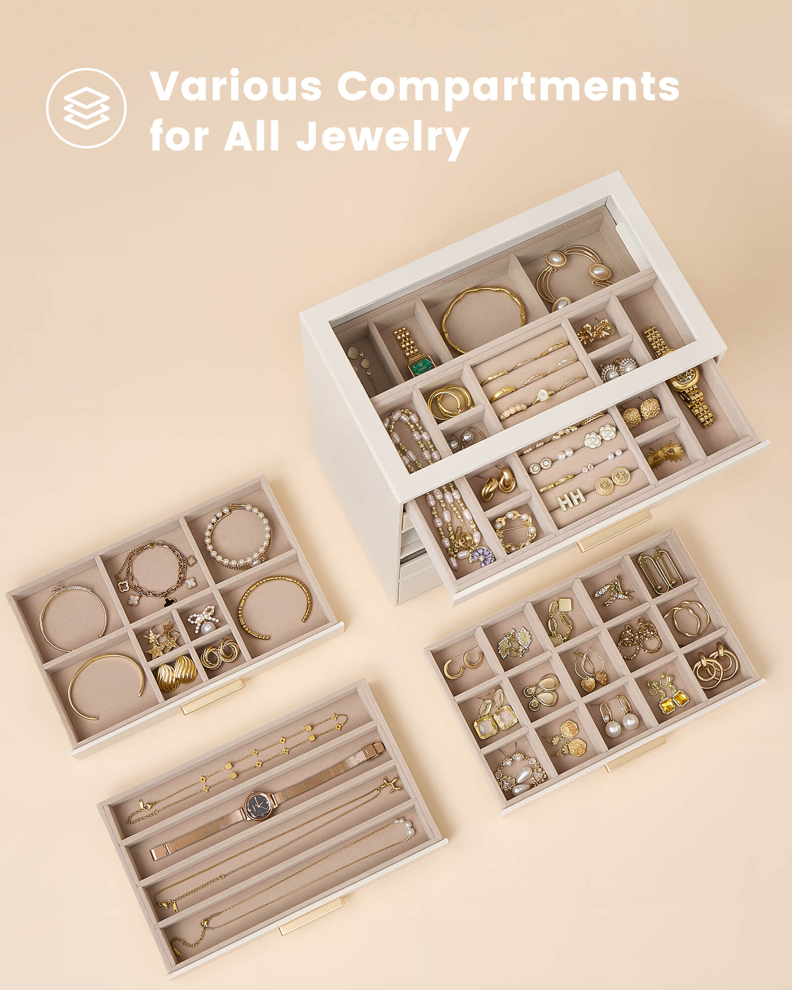 Luxury Leather Multi-Layer Jewelry Organizer