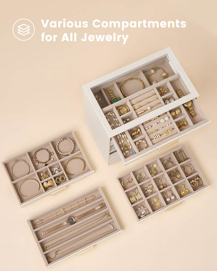 Luxury Leather Multi-Layer Jewelry Organizer