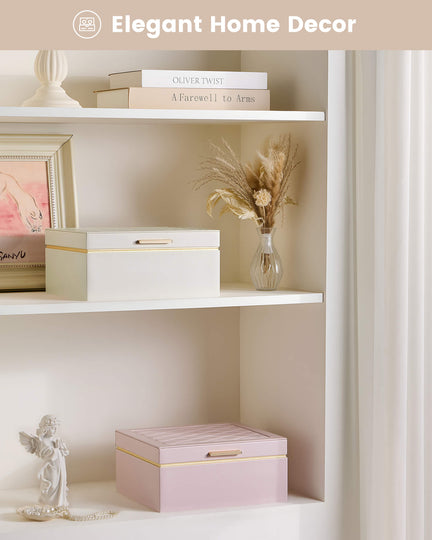 Large Jewelry Box Organizer with Two Foldable & Expandable Trays