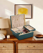 Large Jewelry Box Organizer with Two Foldable & Expandable Trays