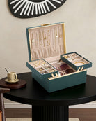 Large Jewelry Box Organizer with Two Foldable & Expandable Trays