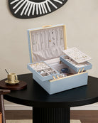 Large Jewelry Box Organizer with Two Foldable & Expandable Trays