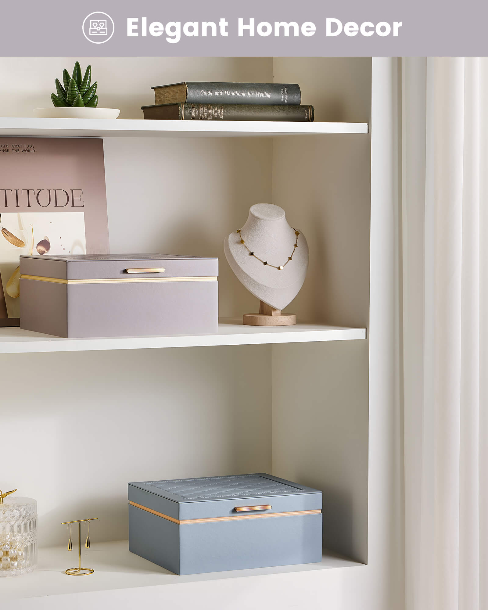 Large Jewelry Box Organizer with Two Foldable & Expandable Trays