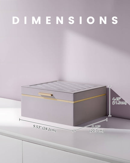 Large Jewelry Box Organizer with Two Foldable & Expandable Trays