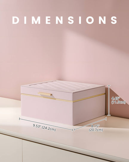 Large Jewelry Box Organizer with Two Foldable & Expandable Trays