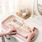 Ultra-Light Waterproof Travel Jewelry Organizer Case with Velvet Zippered Pouches