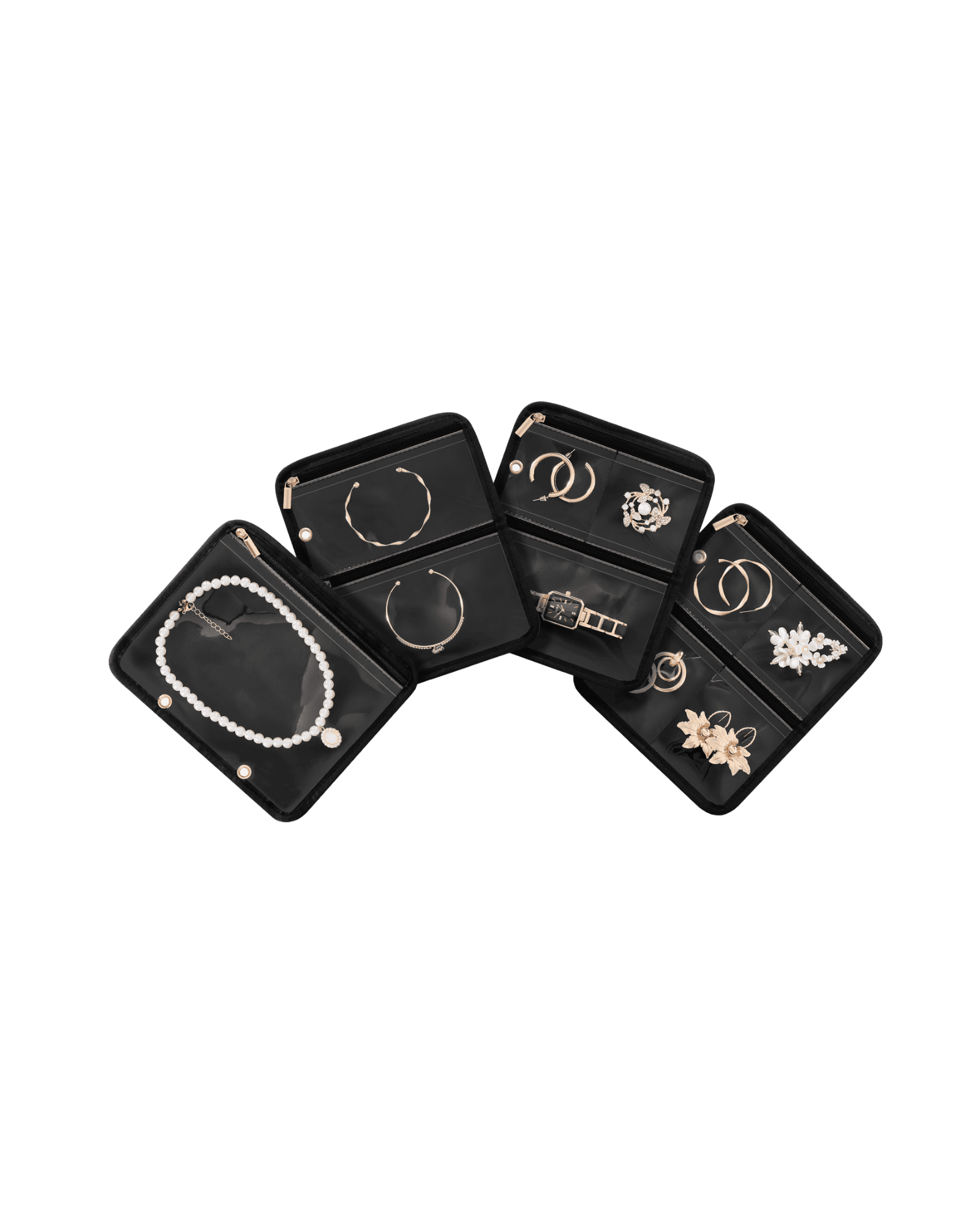 Ultra-Light Waterproof Travel Jewelry Organizer Case with Velvet Zippered Pouches
