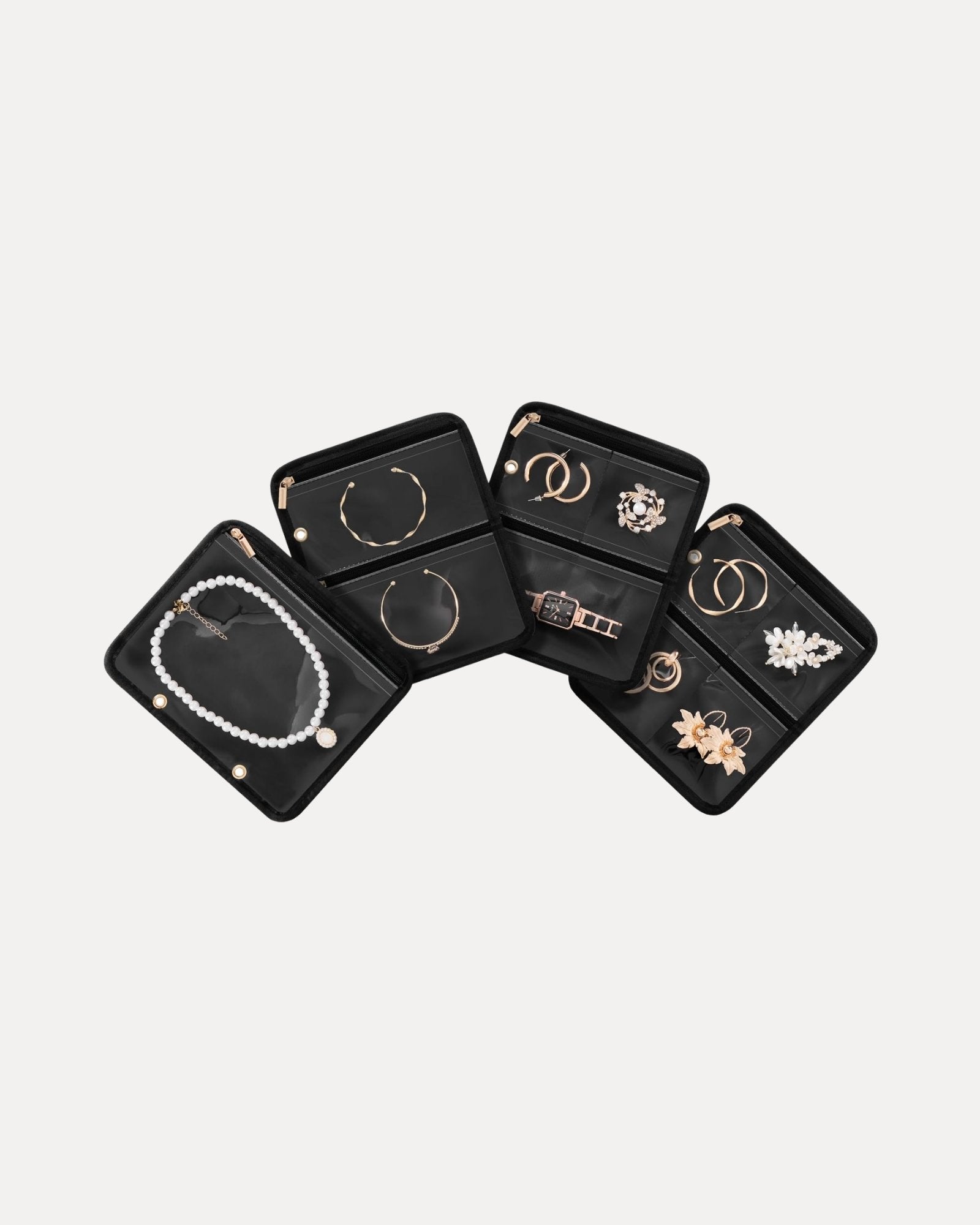 Ultra-Light Waterproof Travel Jewelry Organizer Case with Velvet Zippered Pouches