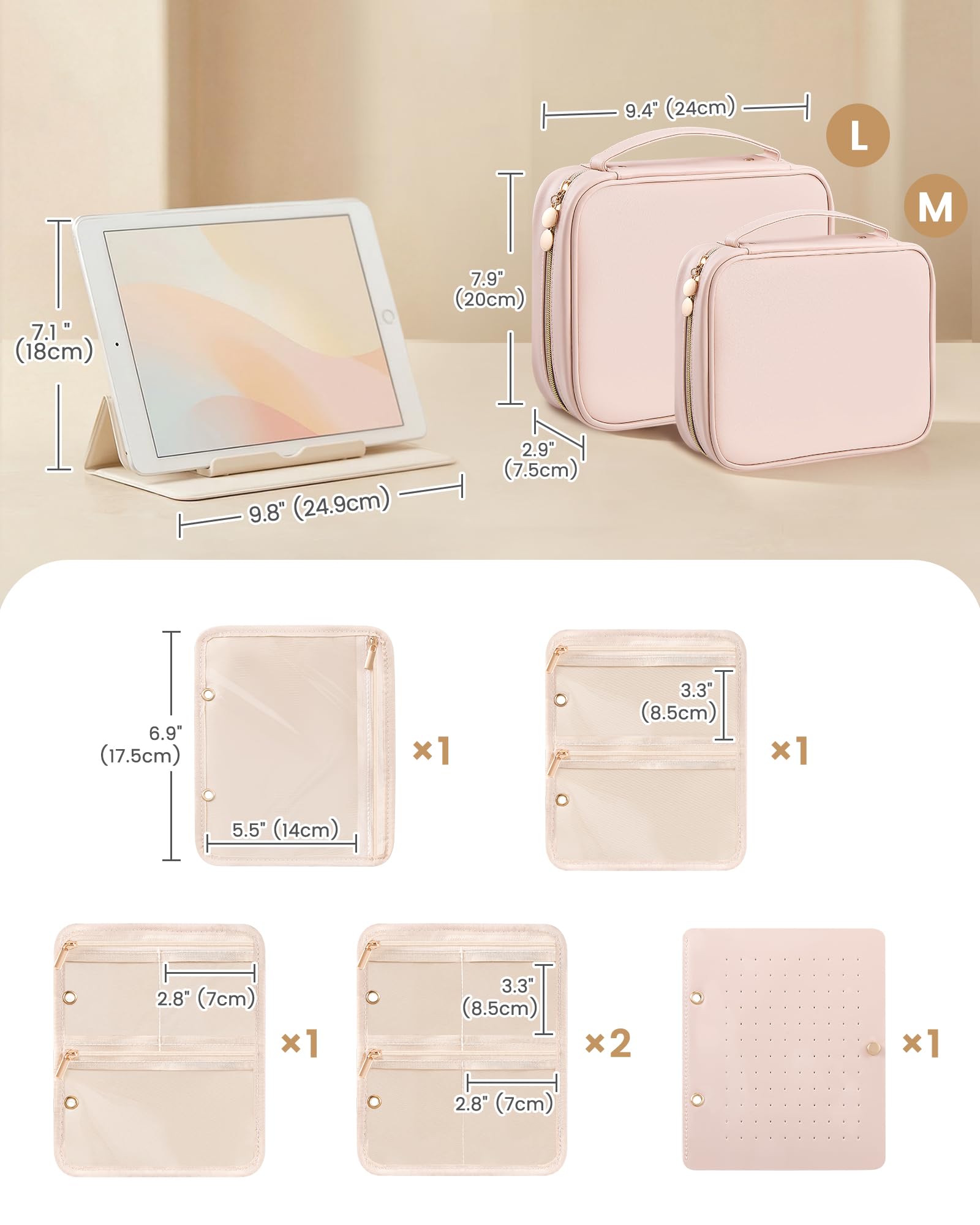 Ultra-Light Waterproof Travel Jewelry Organizer Case with Velvet Zippered Pouches