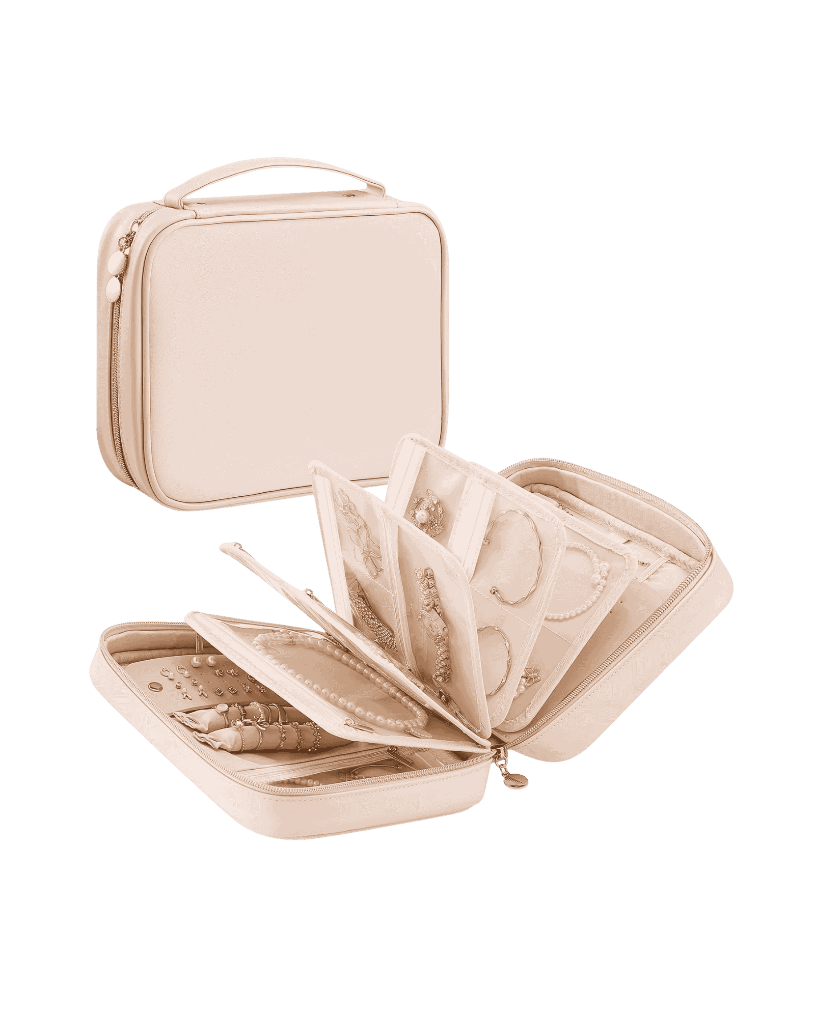 Ultra-Light Waterproof Travel Jewelry Organizer Case with Velvet Zippered Pouches