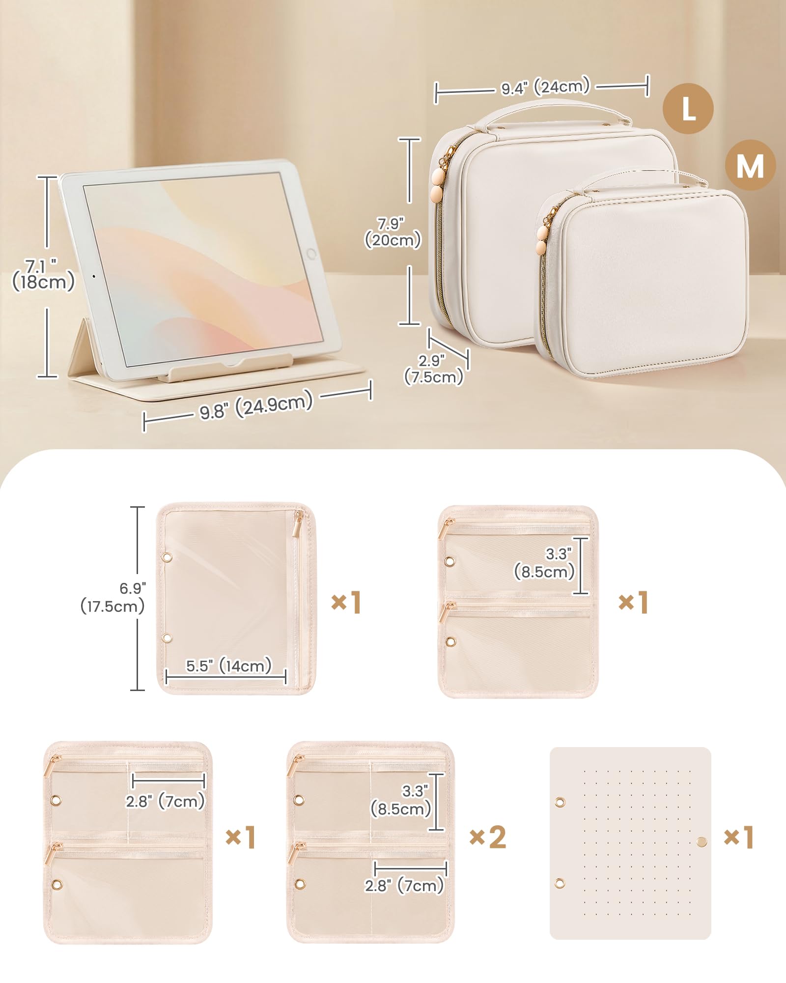 Ultra-Light Waterproof Travel Jewelry Organizer Case with Velvet Zippered Pouches