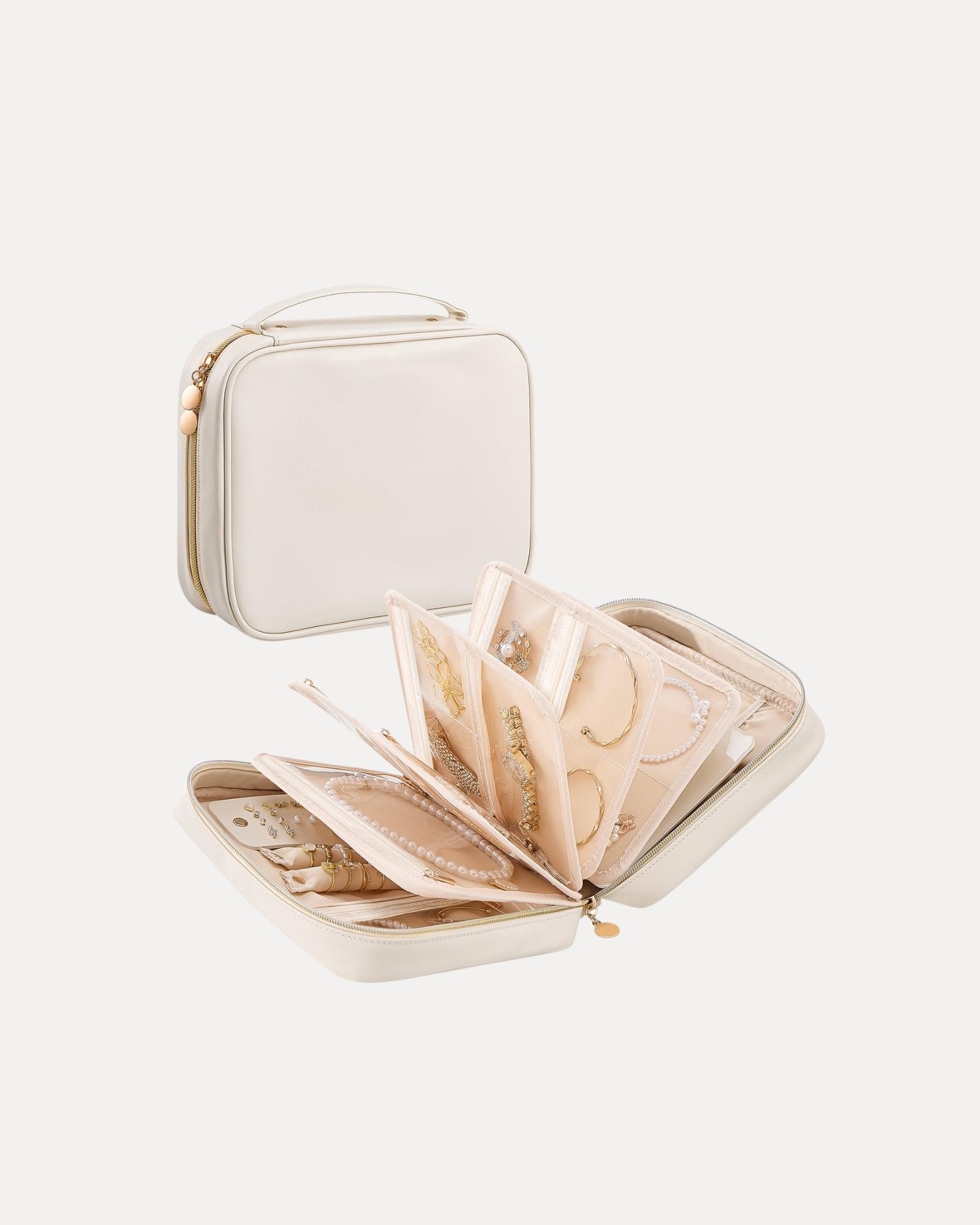 Ultra-Light Waterproof Travel Jewelry Organizer Case with Velvet Zippered Pouches