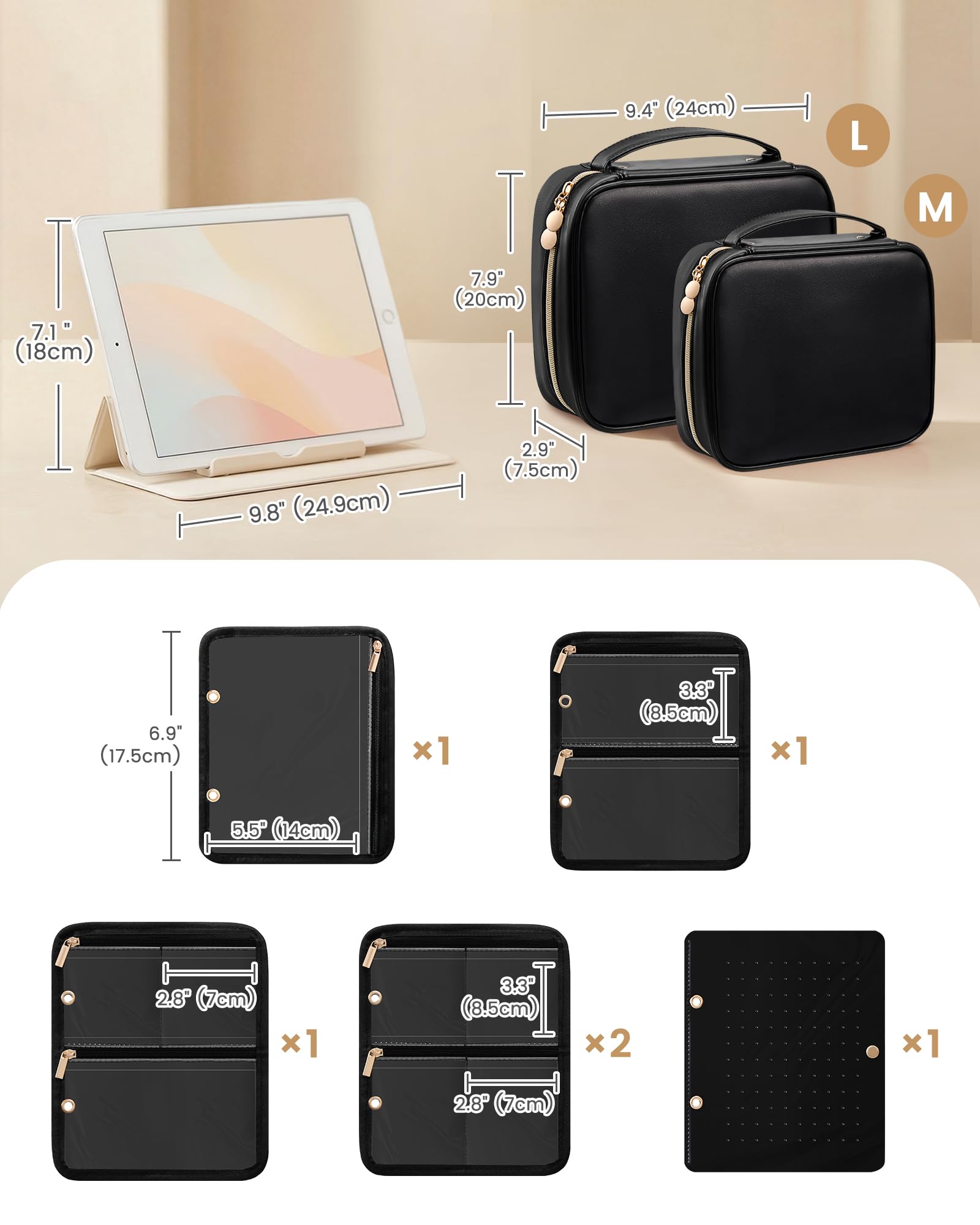 Ultra-Light Waterproof Travel Jewelry Organizer Case with Velvet Zippered Pouches