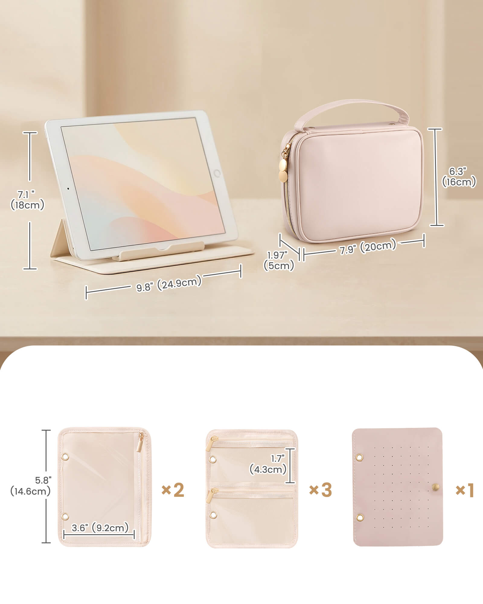 Ultra-Light Waterproof Travel Jewelry Organizer Case with Velvet Zippered Pouches