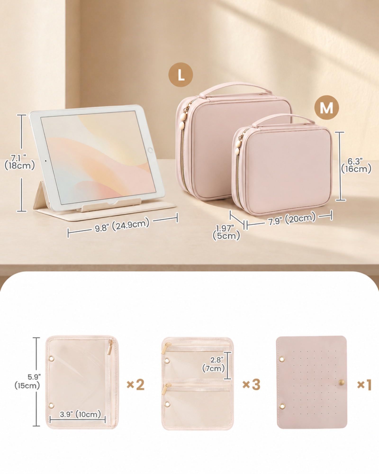 Ultra-Light Waterproof Travel Jewelry Organizer Case with Velvet Zippered Pouches