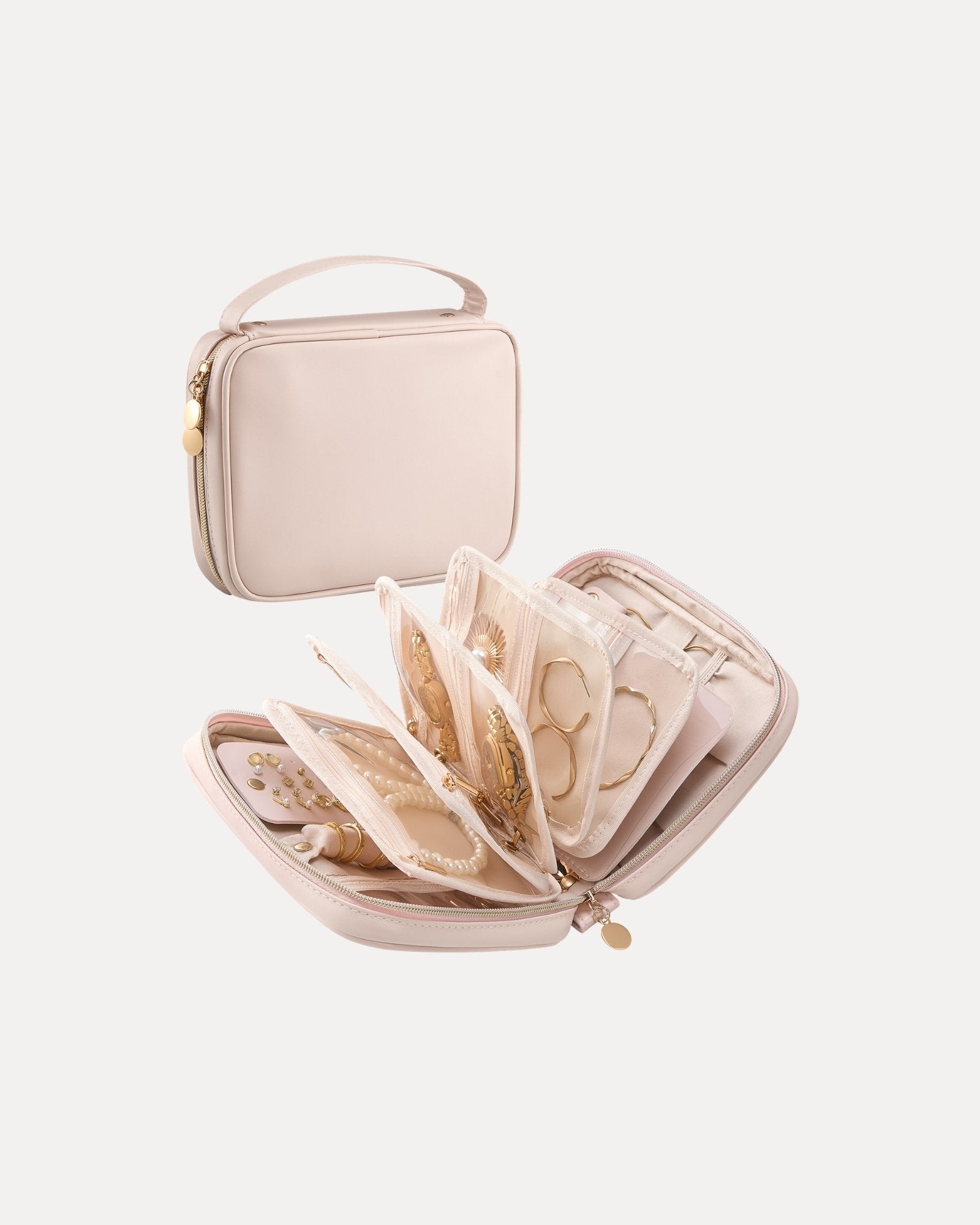 Ultra-Light Waterproof Travel Jewelry Organizer Case with Velvet Zippered Pouches