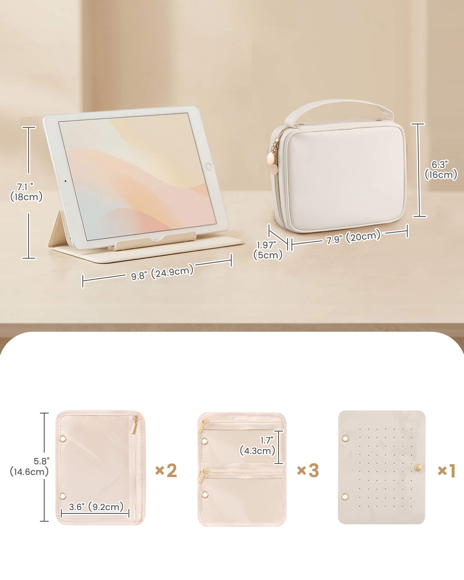 Ultra-Light Waterproof Travel Jewelry Organizer Case with Velvet Zippered Pouches