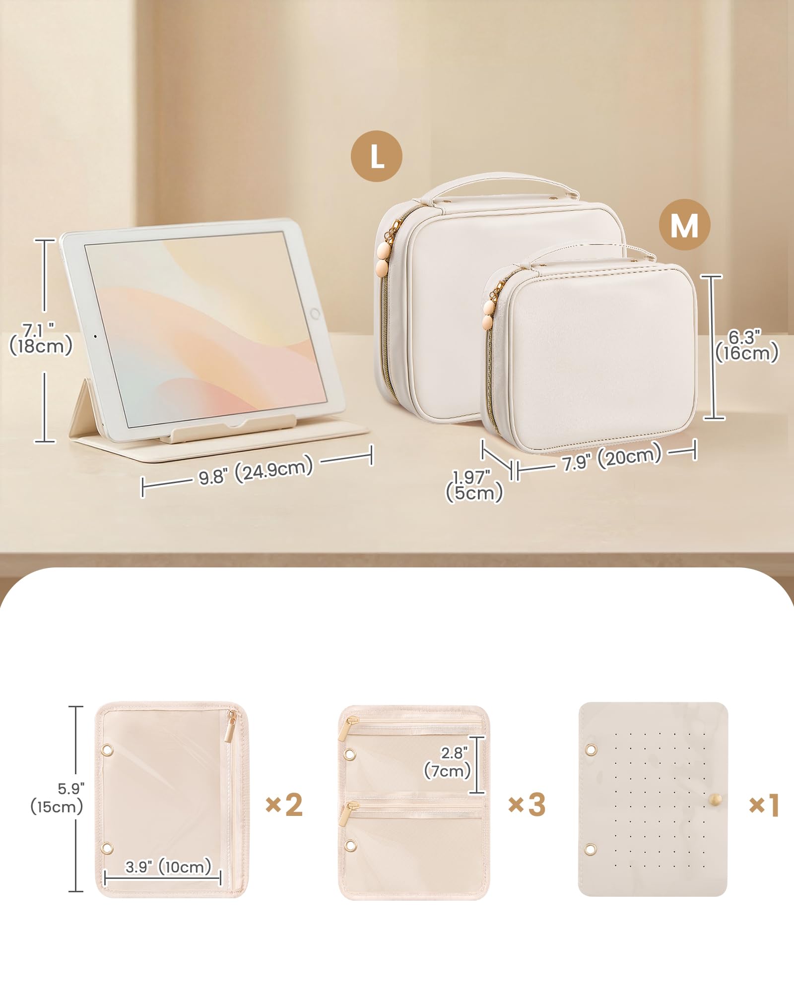 Ultra-Light Waterproof Travel Jewelry Organizer Case with Velvet Zippered Pouches
