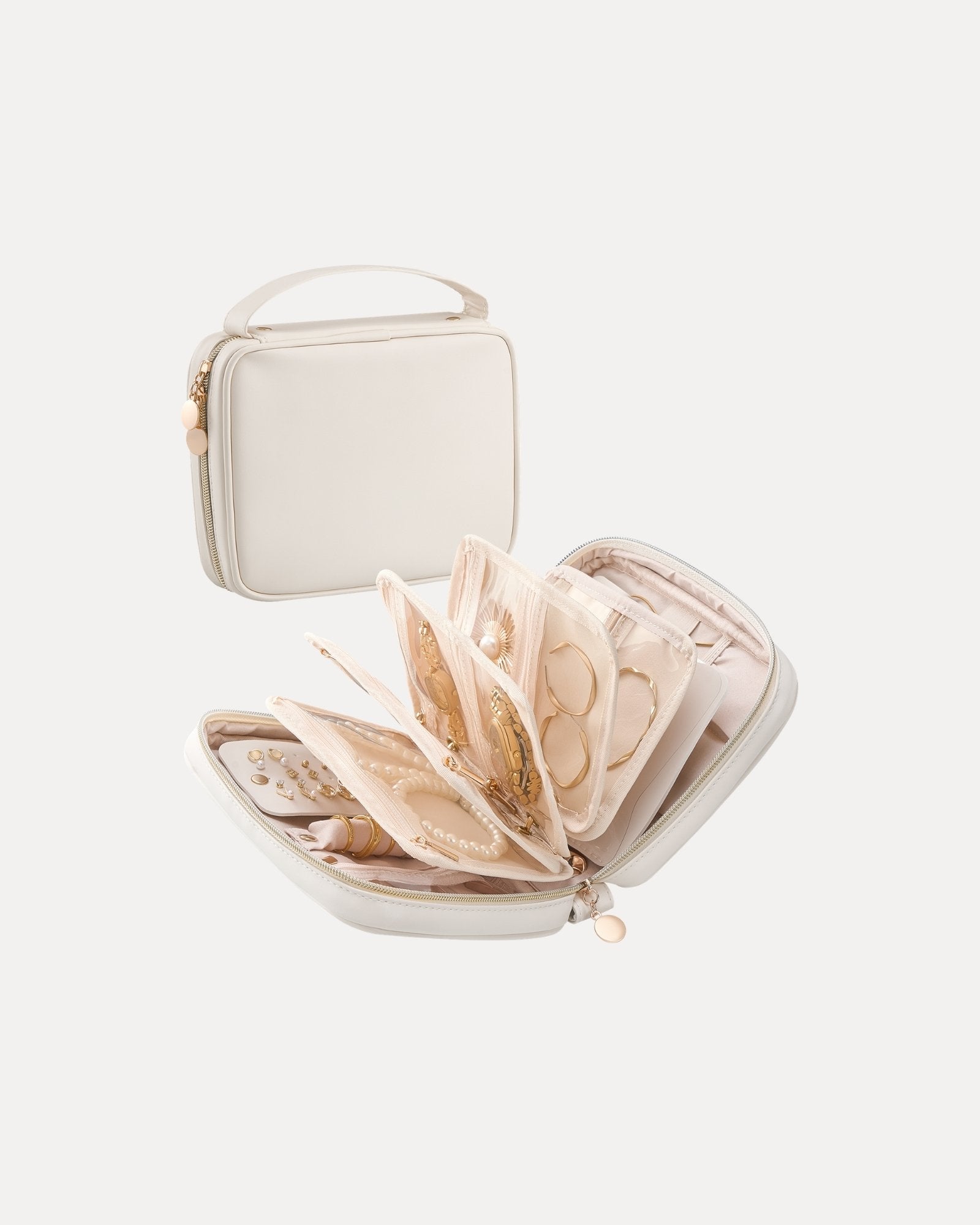 Ultra-Light Waterproof Travel Jewelry Organizer Case with Velvet Zippered Pouches
