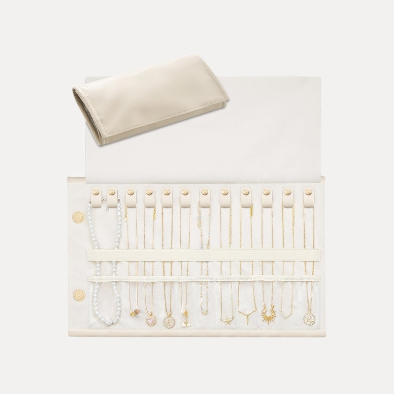 Leather Foldable Roll Up Jewelry Storage Bag