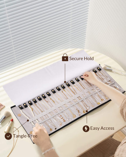 Leather Foldable Roll Up Jewelry Storage Bag