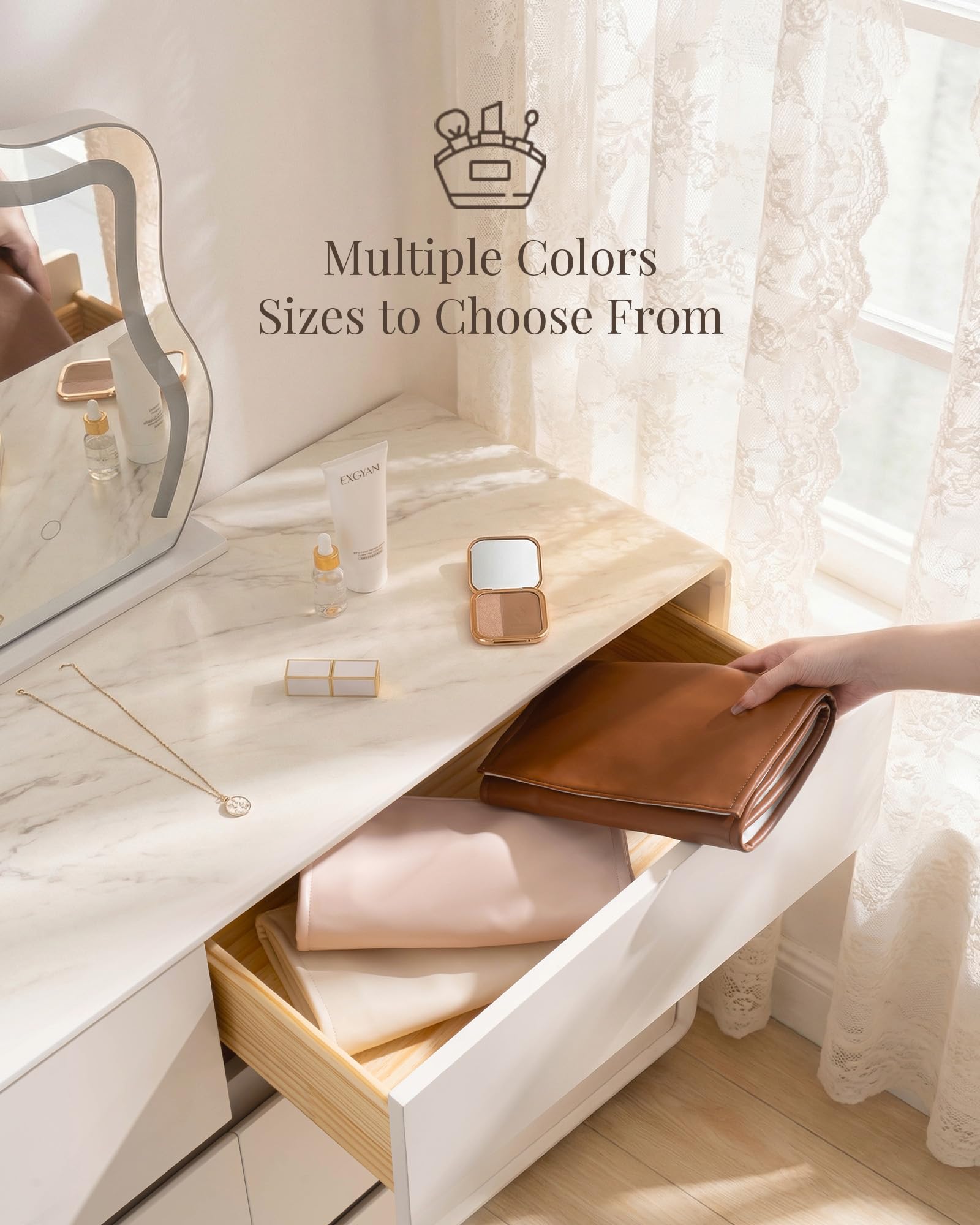 Leather Foldable Roll Up Jewelry Storage Bag