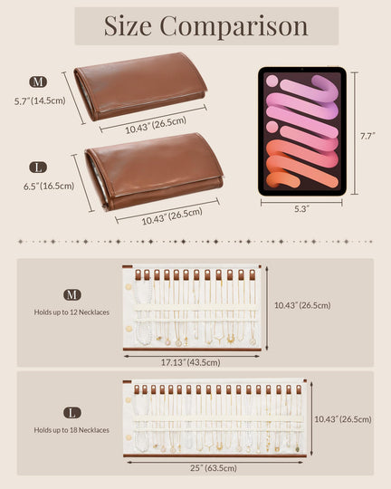 Leather Foldable Roll Up Jewelry Storage Bag